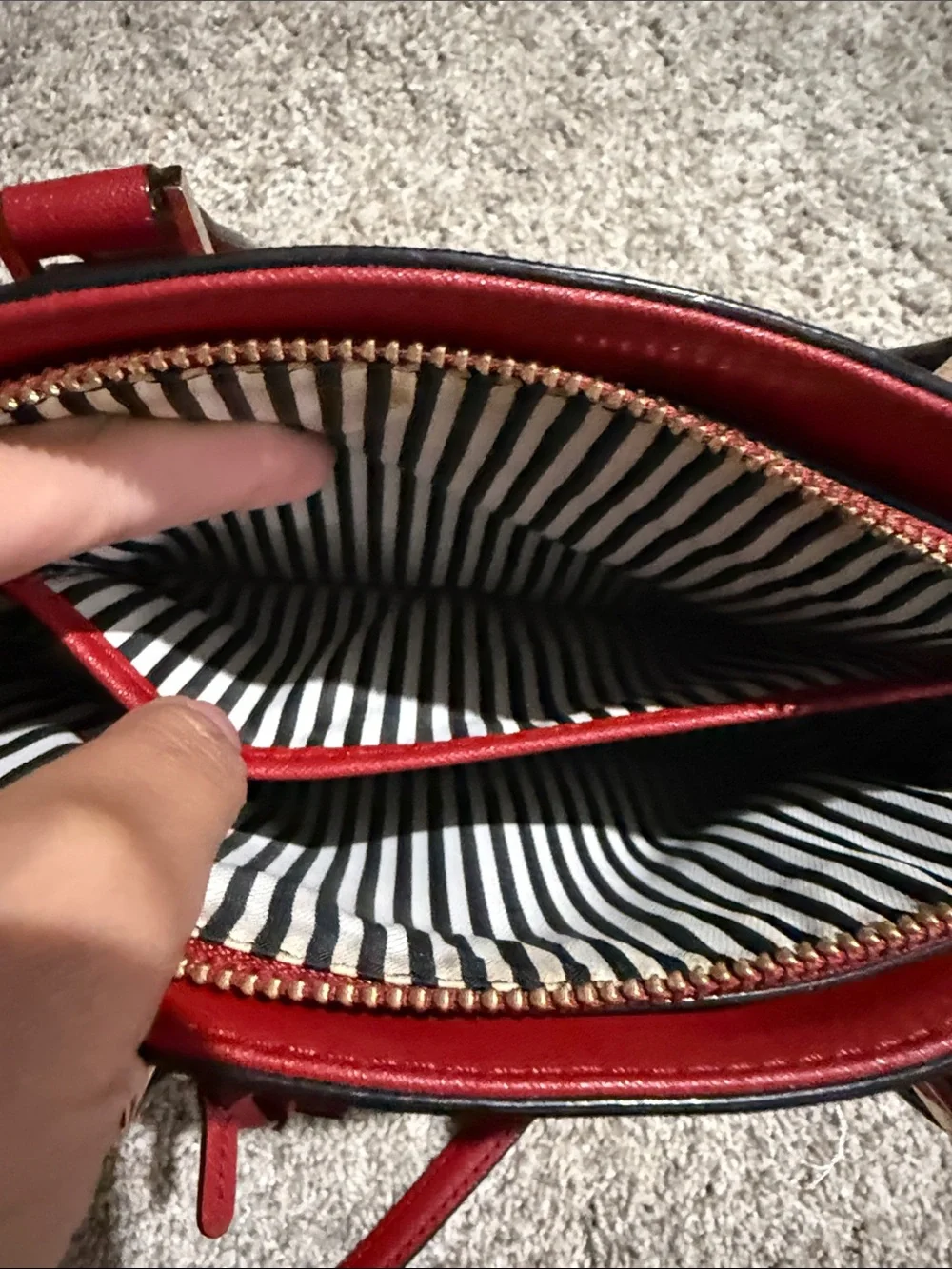 kate spade red dome satchel with gold hardware